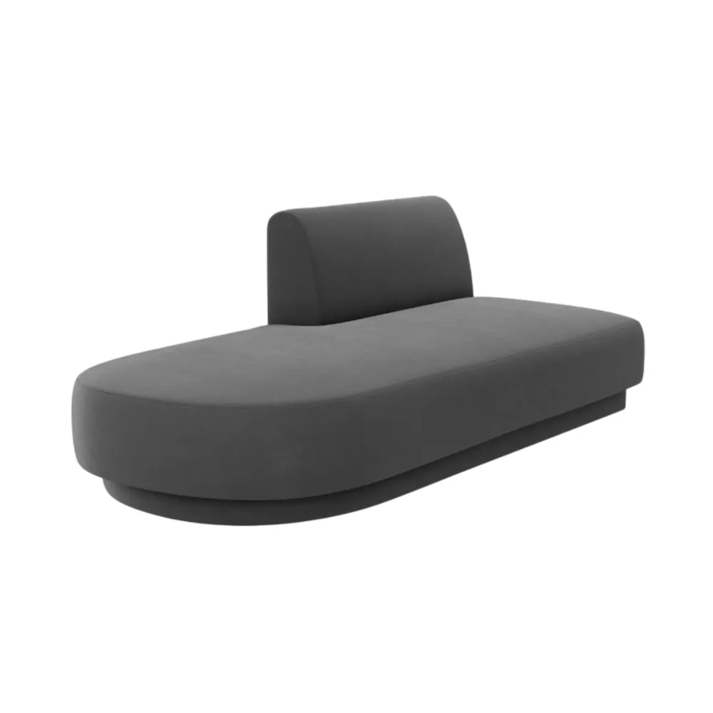 2-sitziger samtiger Sessel MILEY linksseitig grau