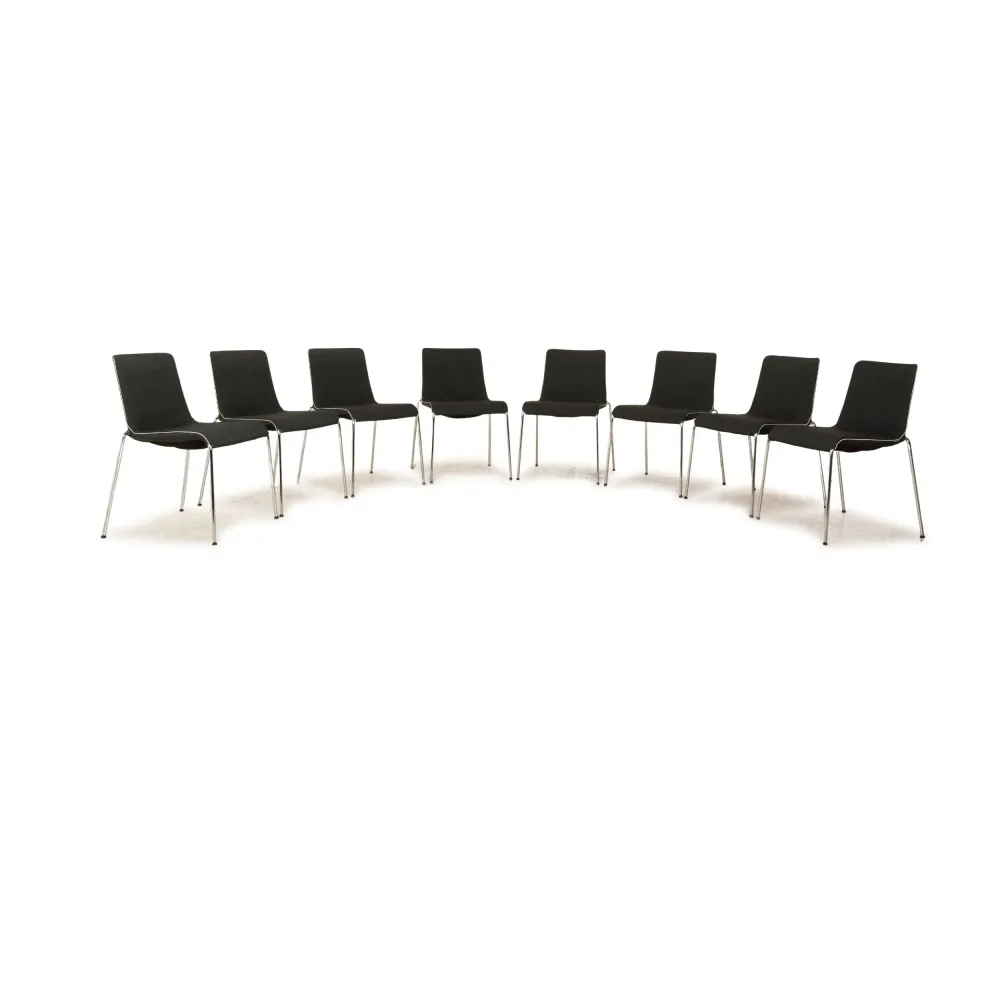 8er Garnitur Walter Knoll Liz Stoff Stuhl Dunkelgrau