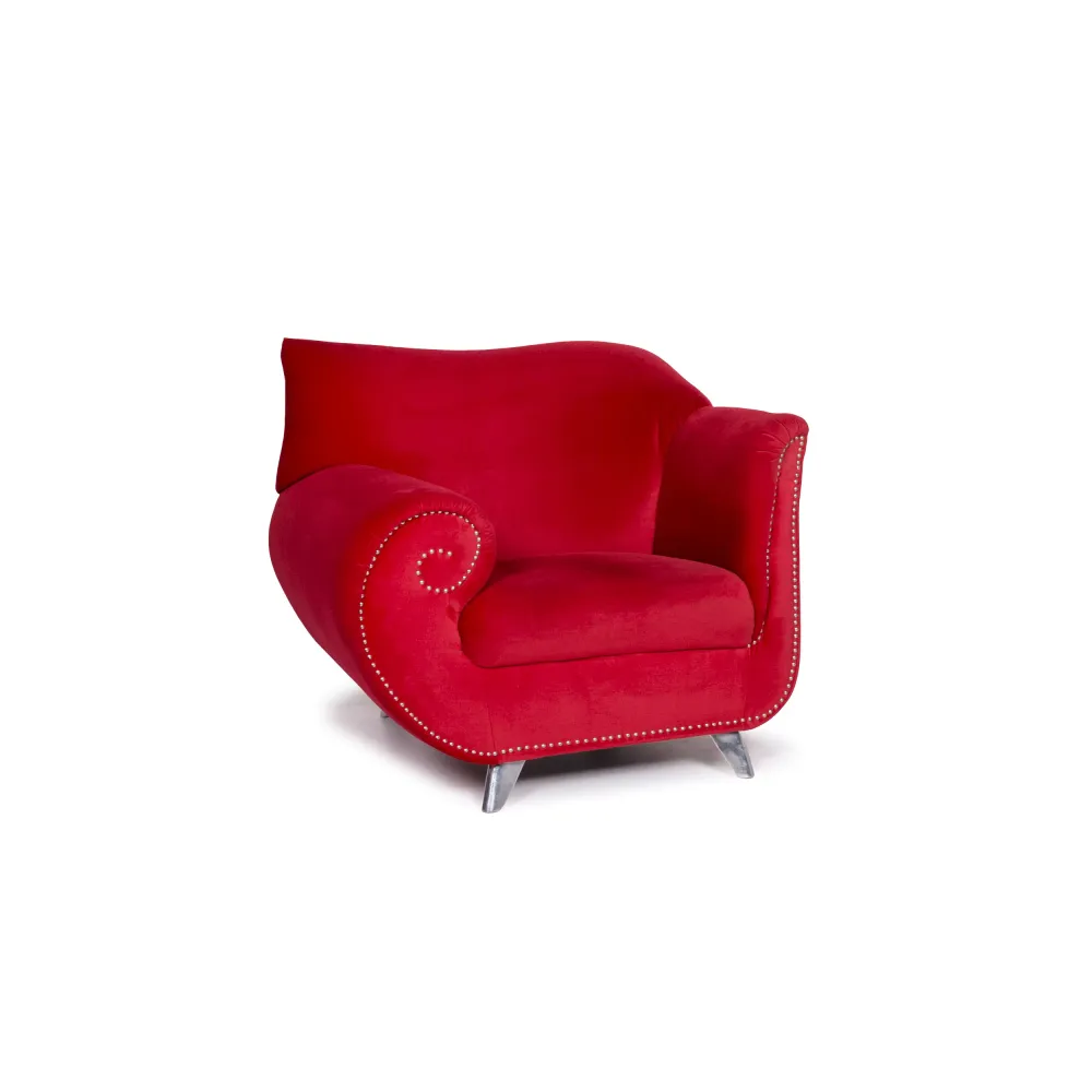 Bretz Gaudi Samt Stoff Sessel Rot #11534