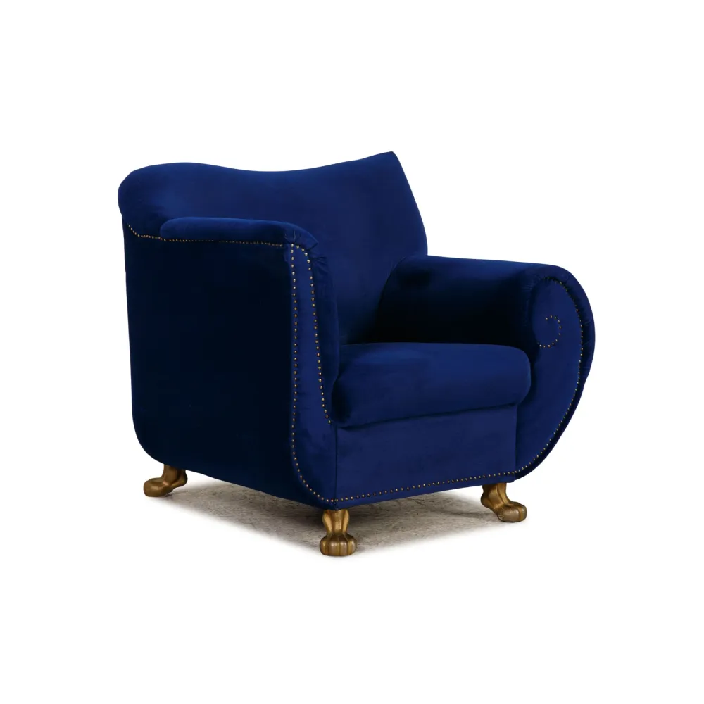 Bretz Gaudi Stoff Sessel Blau Samt