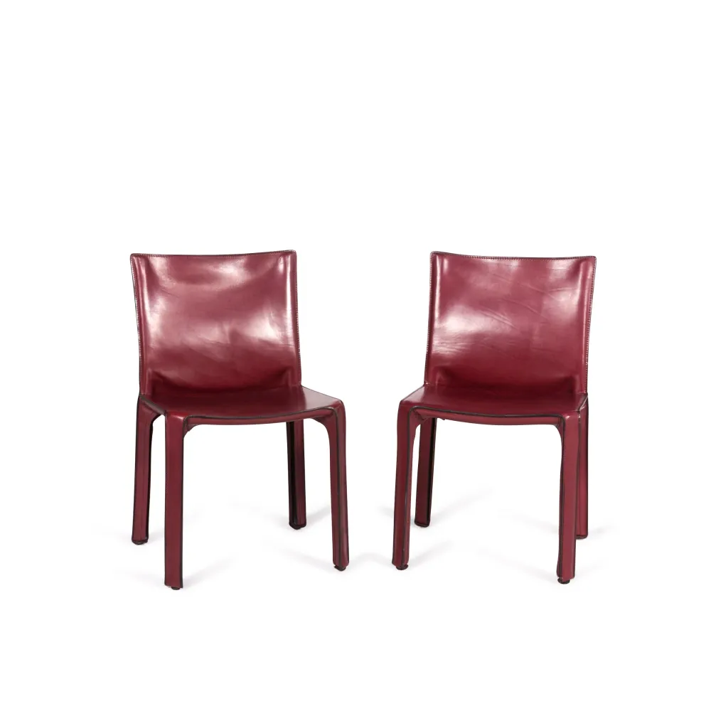 Cassina Cab 412 Designer Leder Sessel Garnitur Rot 2x Sessel #9192