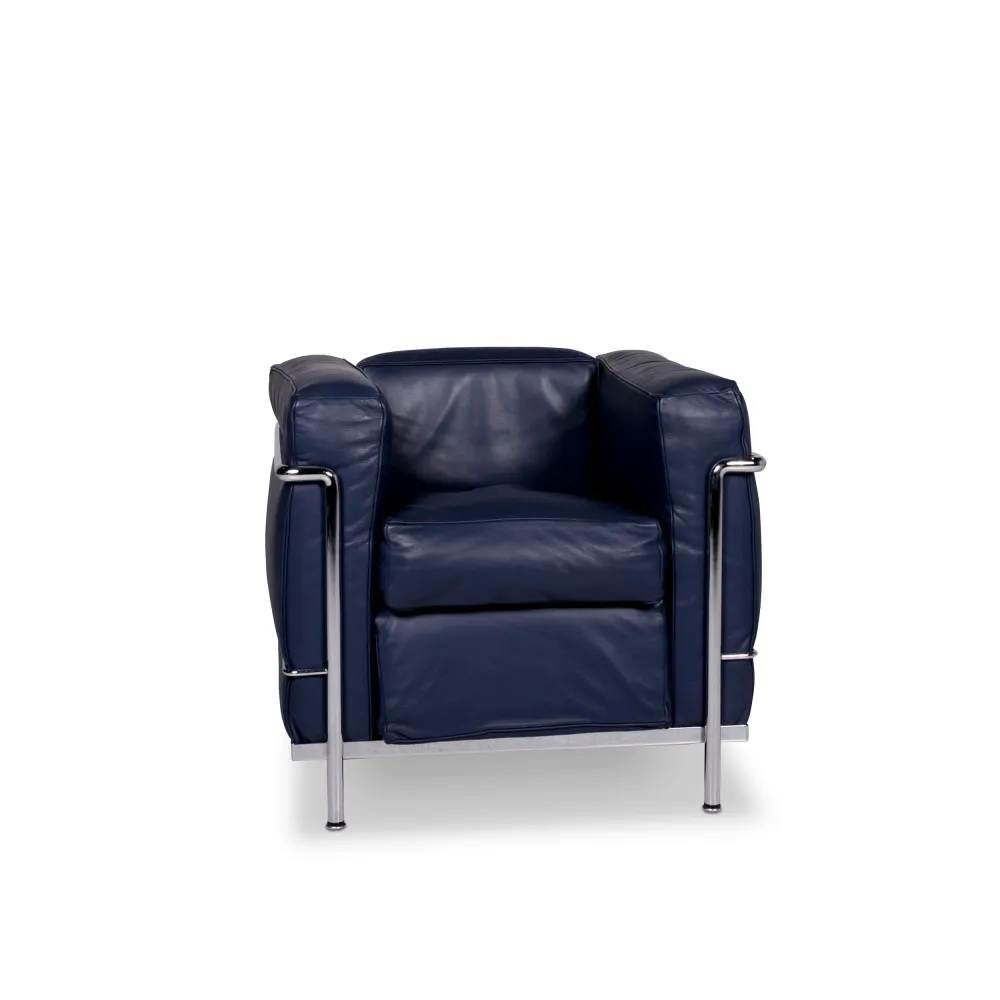 Cassina Le Corbusier LC 2 Leder Sessel Blau #9882