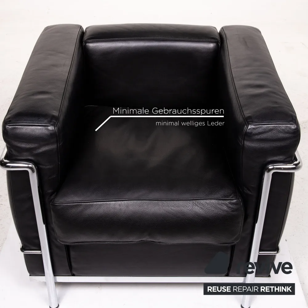 Cassina Le Corbusier LC 2 Leder Sessel Schwarz #15131