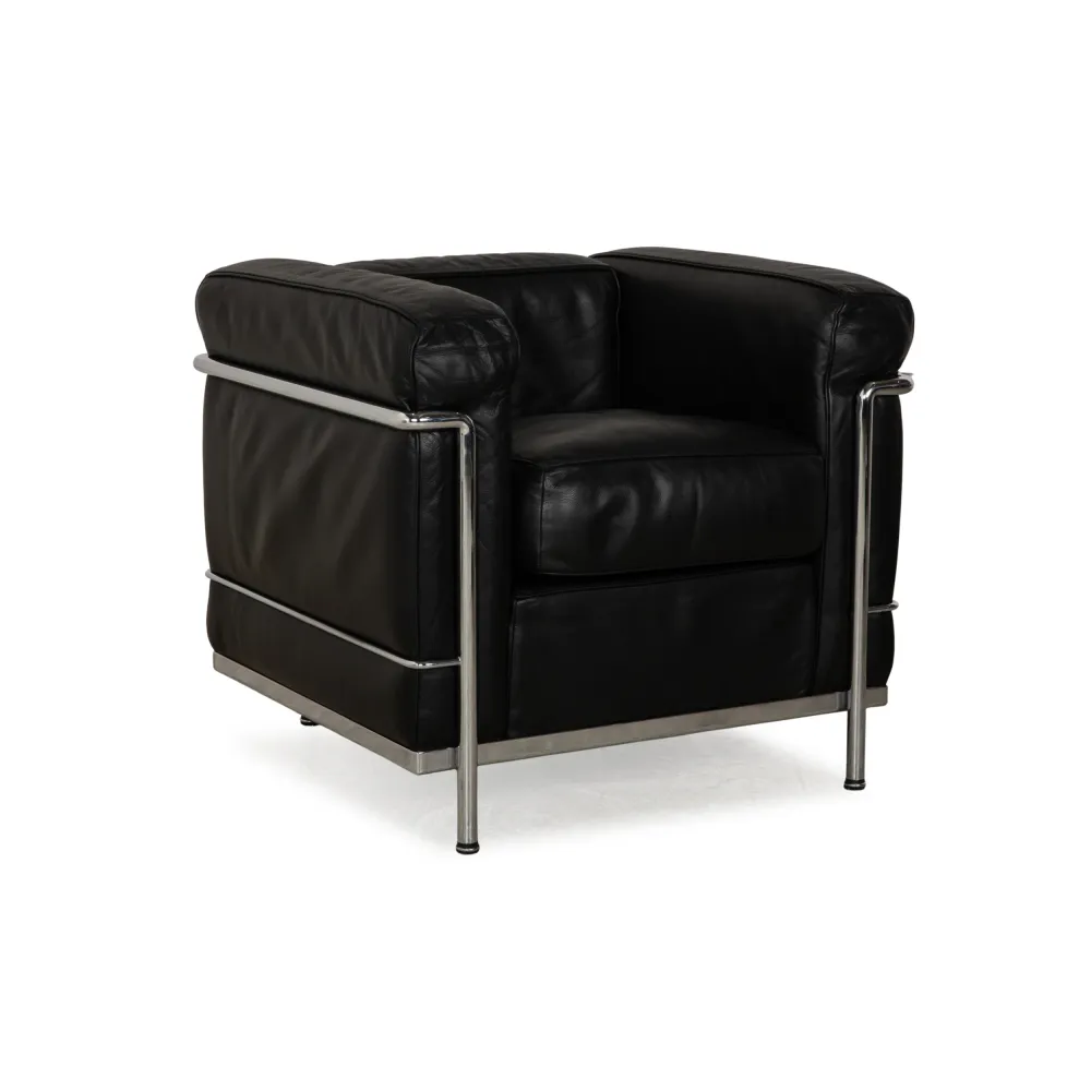 Cassina Le Corbusier LC 2 Leder Sessel Schwarz