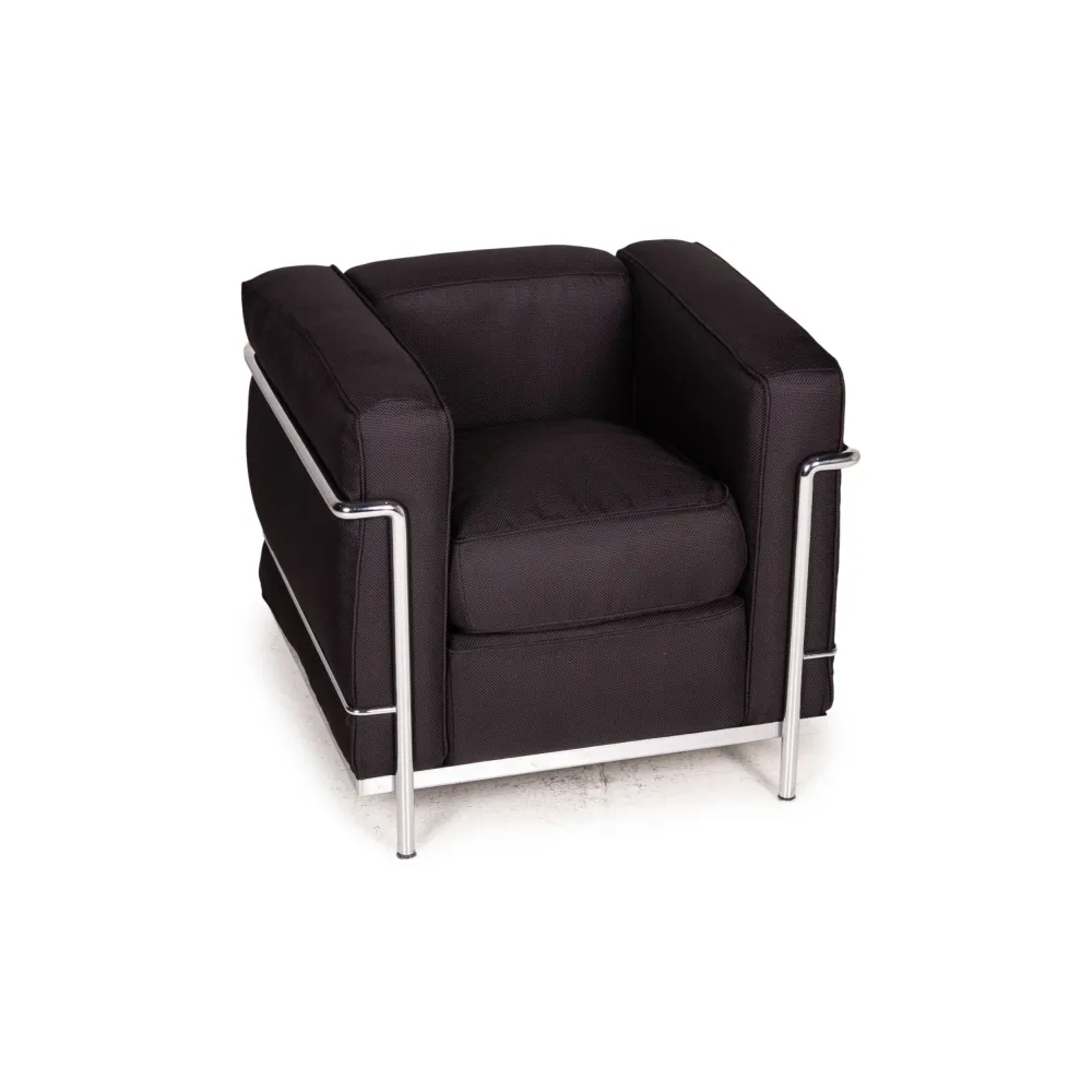 Cassina Le Corbusier LC 2 Stoff Sessel Schwarz