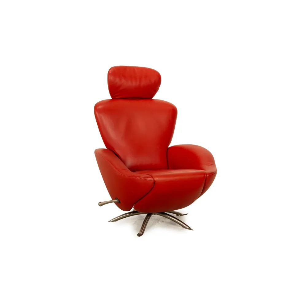 Cassina Dodo Leder Sessel Rot Orange manuelle Funktion Relaxfunktion