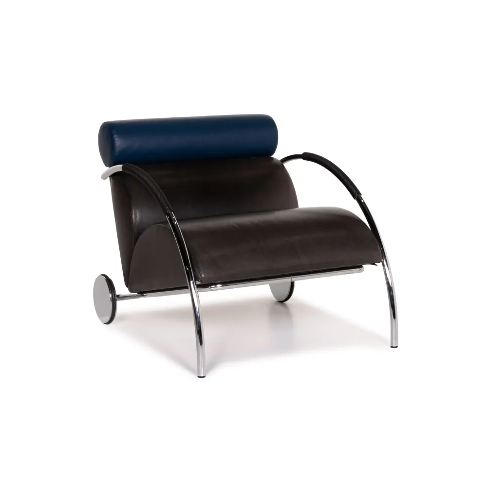 Cor Zyklus Leder Sessel Schwarz Blau Funktion #13908