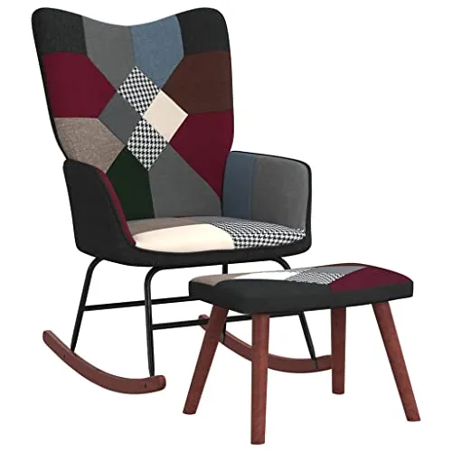 Derins Schaukelstuhl mit Hocker, Sessel Schwingstuhl mit Armlehne, Schaukelsessel Relaxstuhl Wohnzimmer, Relaxsessel Schwi...
