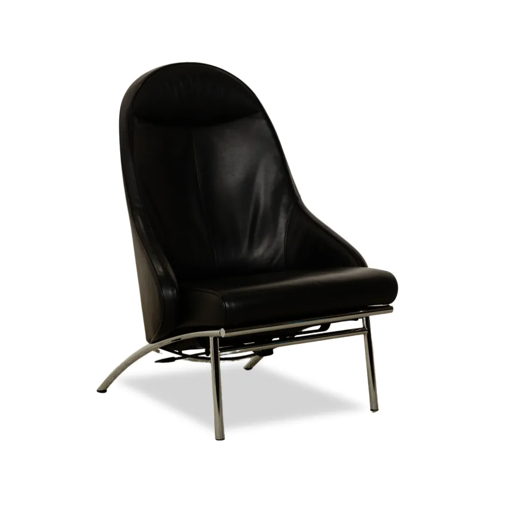 IP Design Rocky Leder Sessel Schwarz manuelle Funktion Relaxfunktion Fußstütze