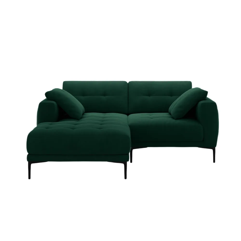 Ecksofa linksseitig aus Samt BEMY Flaschengrün