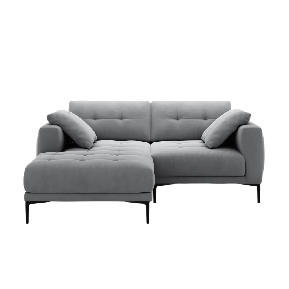 Ecksofa linksseitig aus Samt BEMY grau