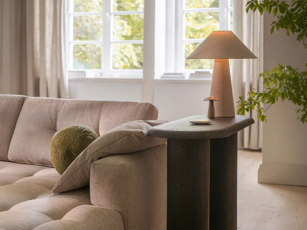 Ecksofa linksseitig aus Samt BEMY grau