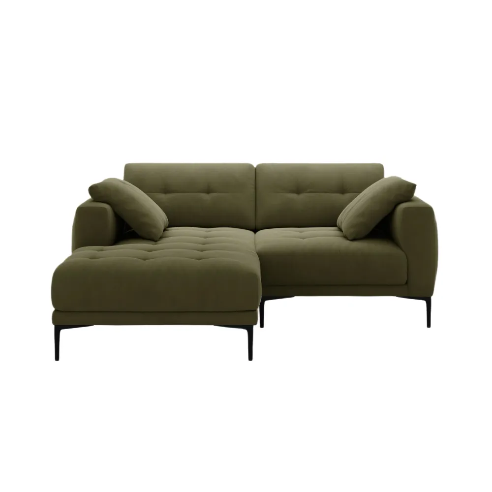 Ecksofa linksseitig aus Samt BEMY grün