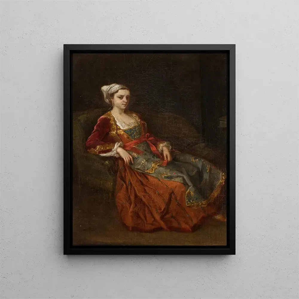 Gemälde Portrait einer Dame türkischem Kleid, sitzend einem Sessel - Antoine De Favray | Kunstdruck