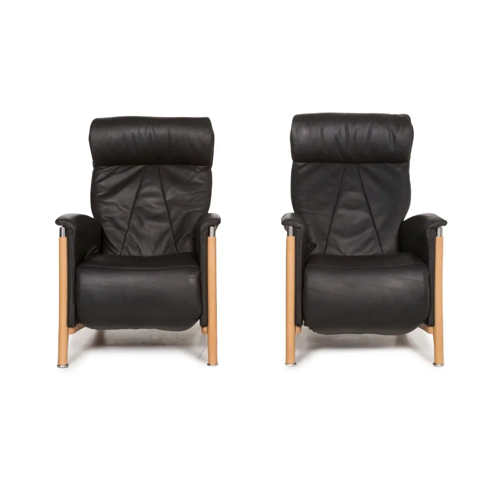 Himolla Cumuly Leder Sessel Garnitur Schwarz 2x Sessel #13122