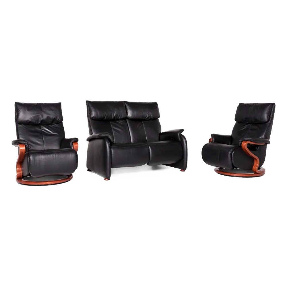Himolla Designer Leder Sofa Garnitur Schwarz Sessel Zweisitzer Couch #8923