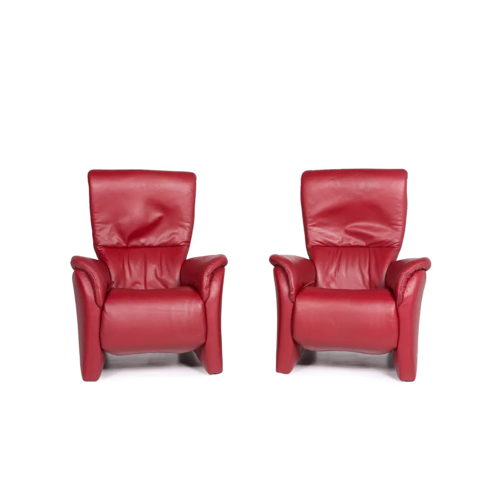 Himolla Leder Sessel Garnitur Rot Relaxfunktion Funktion 2x Sessel #11253