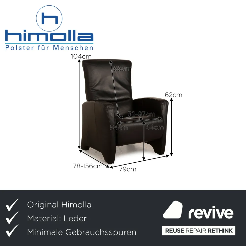 Himolla Leder Sessel Schwarz manuelle Funktion Relaxsessel
