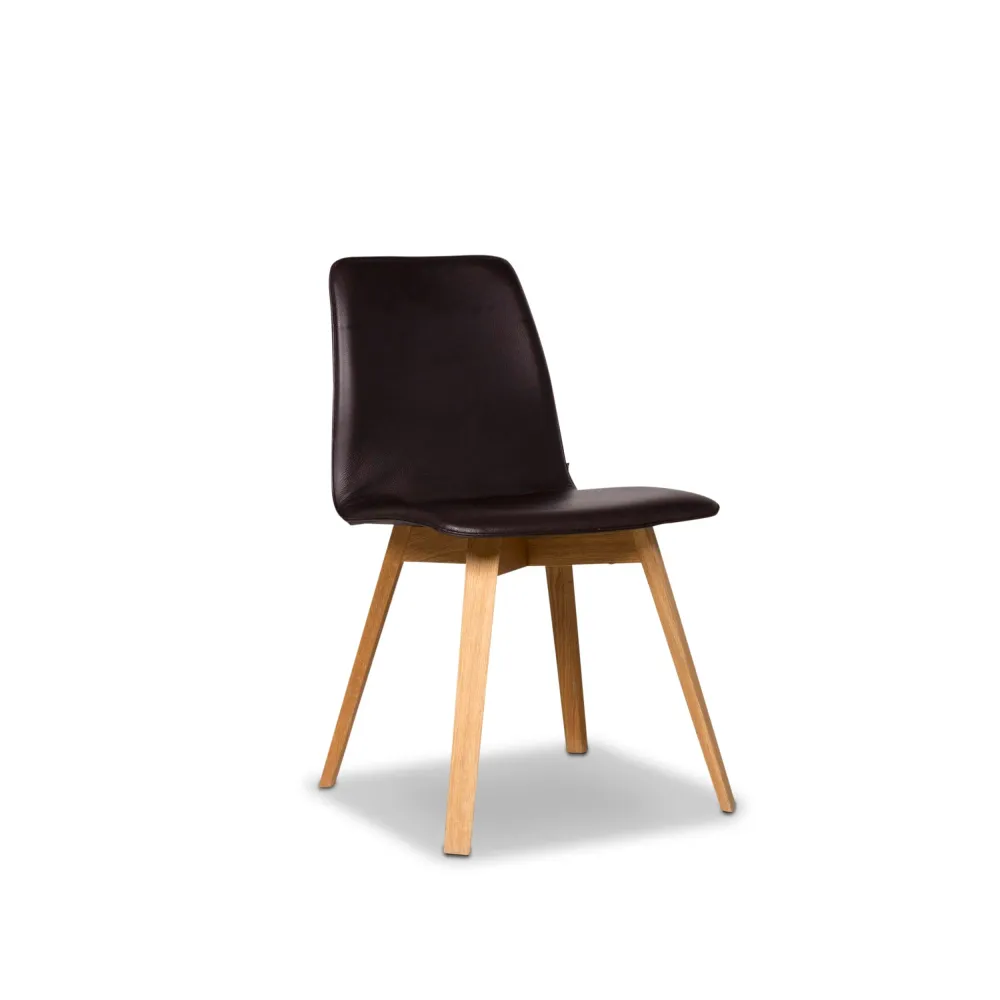 KFF Leder Holz Sessel Dunkelbraun Stuhl #9970