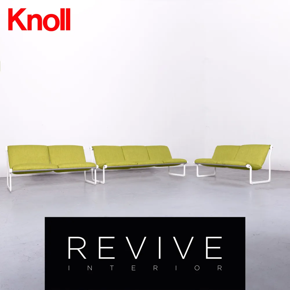 Knoll International Sling Designer Stoff Sofa Garnitur Grün Zweisitzer Dreisitzer Couch Bank #7007