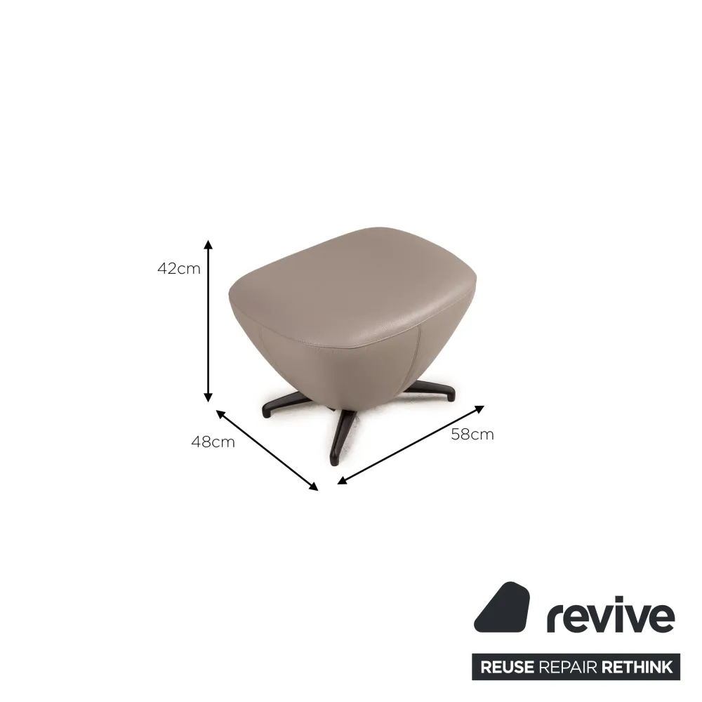 Leolux Caruzzo Plus Leder Sessel Grau inkl. Hocker