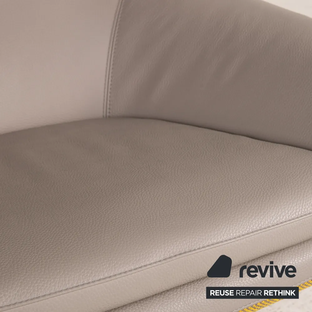 Leolux Caruzzo Plus Leder Sessel Grau inkl. Hocker