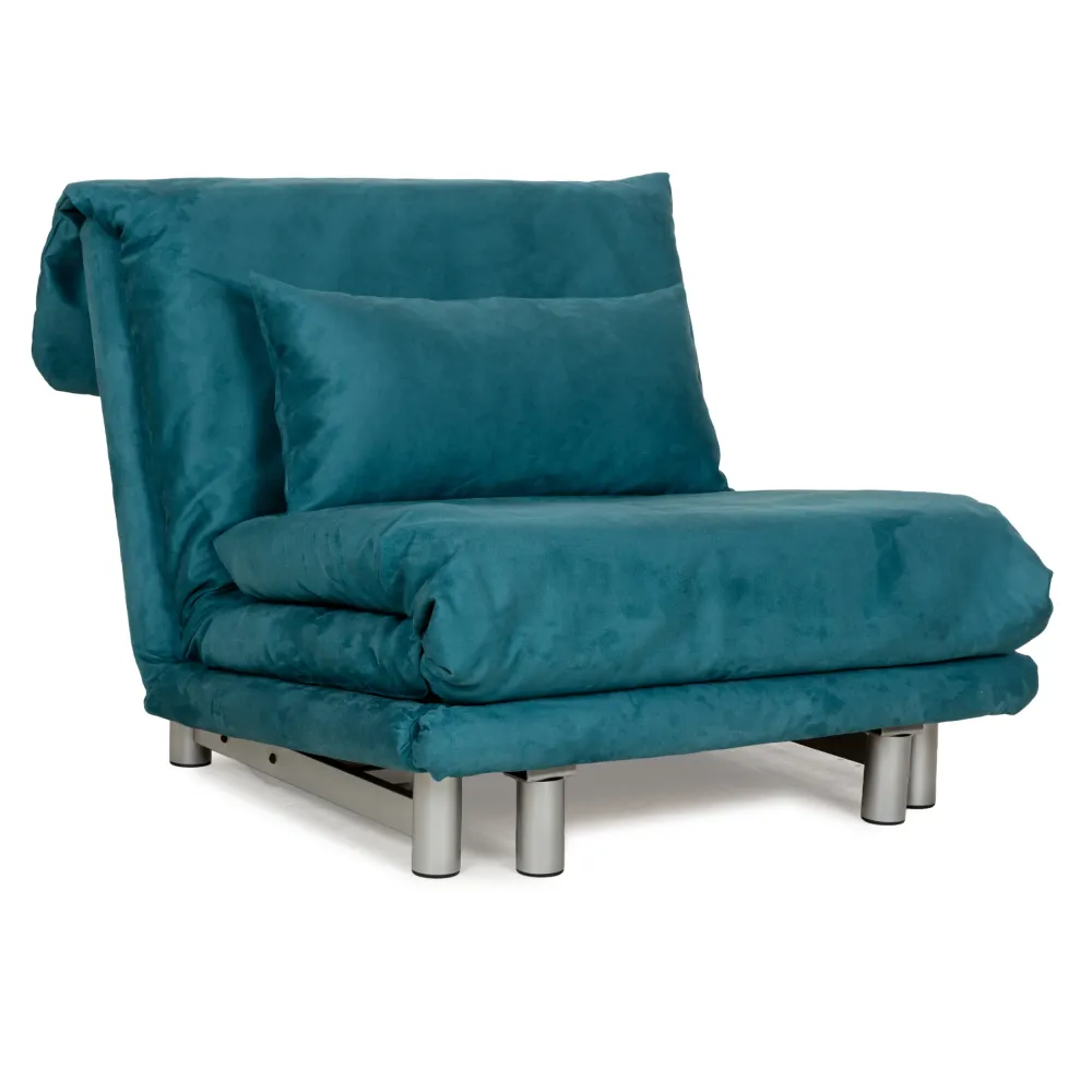 Ligne Roset Multy Stoff Sessel Blau Petrol Schlaffunktion Neubezug