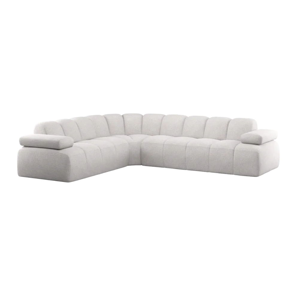 Modularer Ecksofa linksseitig für 6 Personen MOJO ecru Melange Boucle