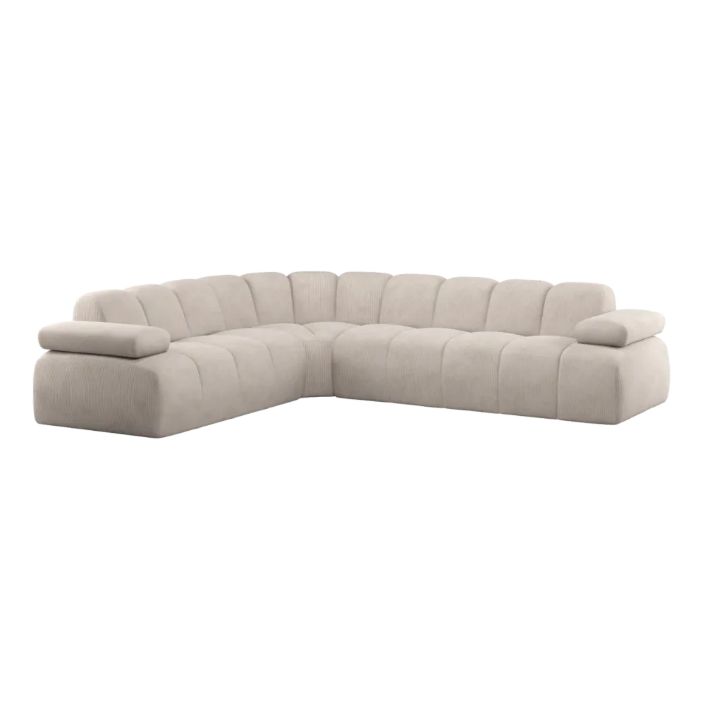 Modularer Ecksofa linksseitig für 6 Personen MOJO ecru Cord