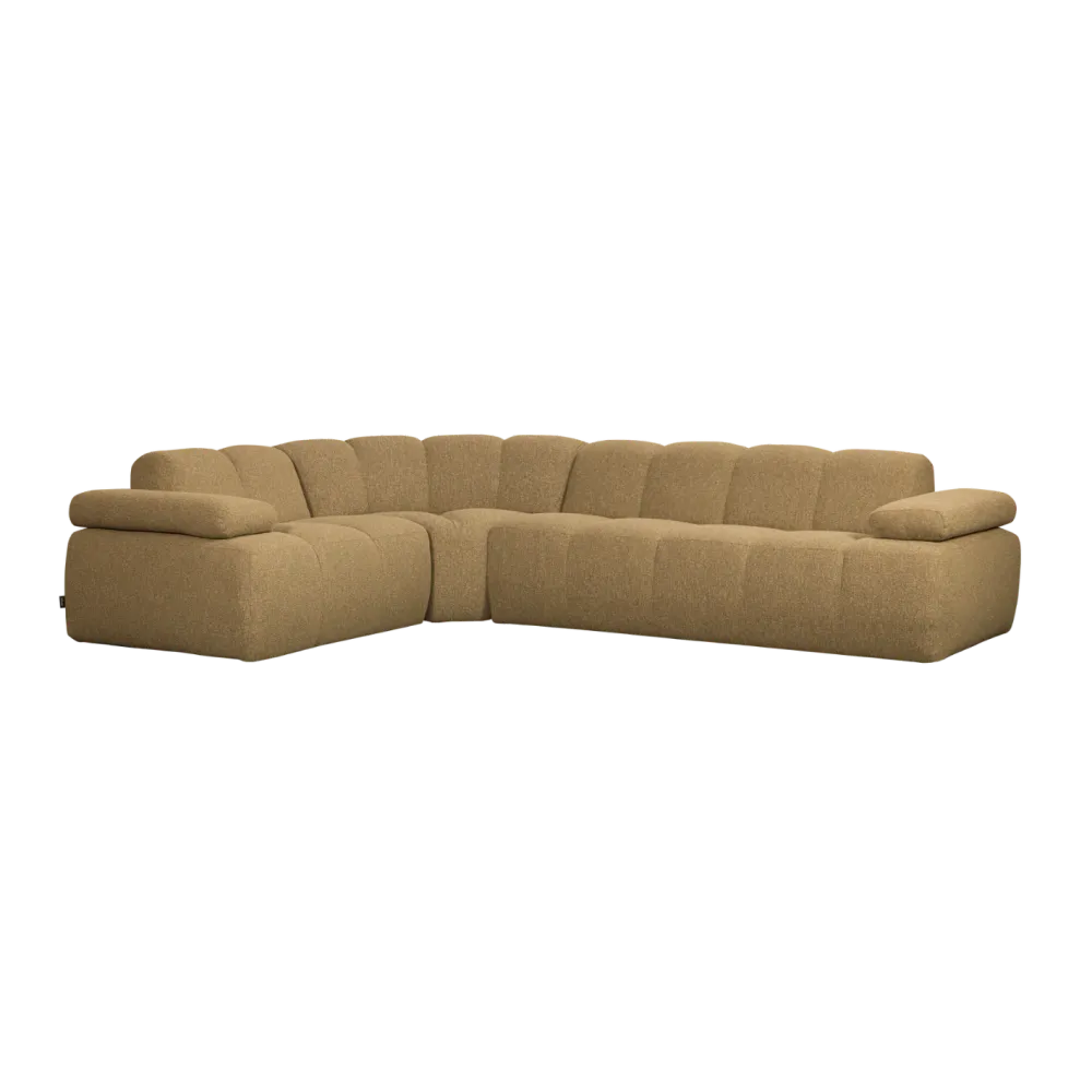 Modularer Ecksofa linksseitig für 6 Personen MOJO honigfarbener Melange Boucle