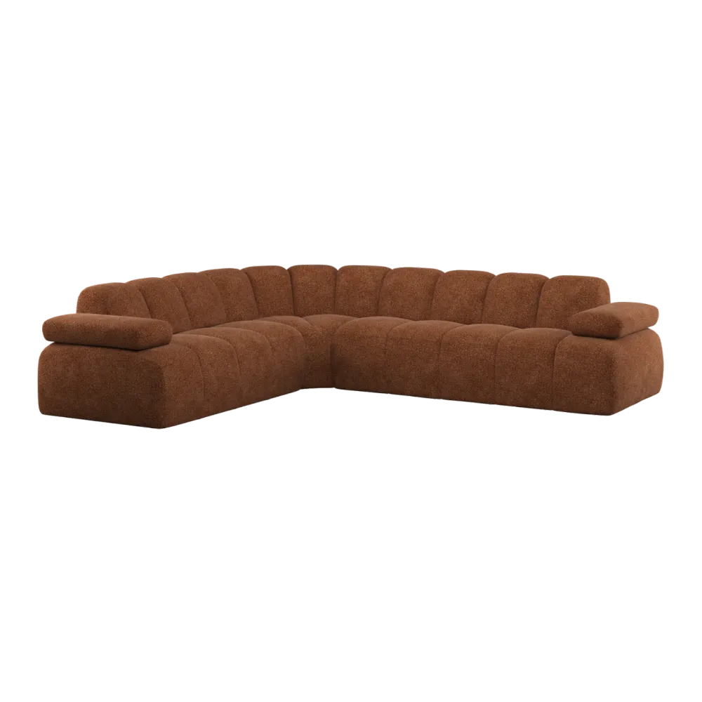 Modularer Ecksofa linksseitig für 6 Personen MOJO rostbraun Schafswolle