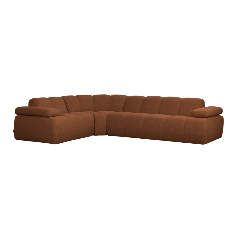 Modularer Ecksofa linksseitig für 6 Personen MOJO rostbraun meliert Boucle