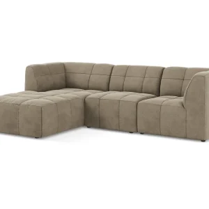 Modularer Samt-Ecksofa linksseitig 3-sitzig ALOHA beige