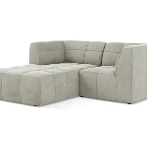 Modularer Samt-Ecksofa linksseitig für 2 Personen ALOHA hellgrau