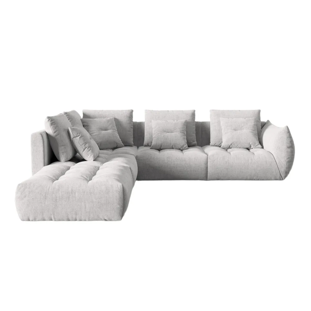 Modulares Ecksofa für 4 Personen linksseitig BLOOM silberner Chenille