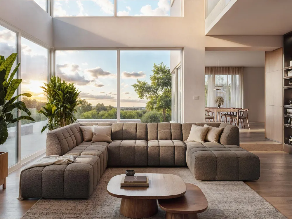 Modulares Samtsofa linksseitig offen 3-sitzig ALOHA königsblau