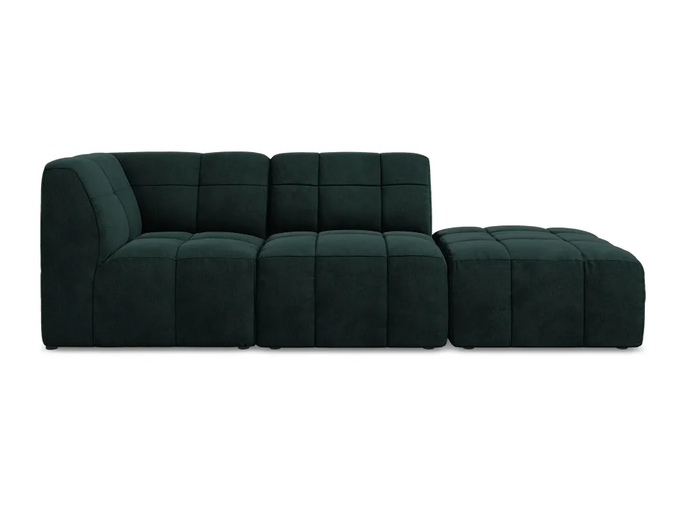 Modulares Samtsofa linksseitig offen 3-sitzig ALOHA grau-grün