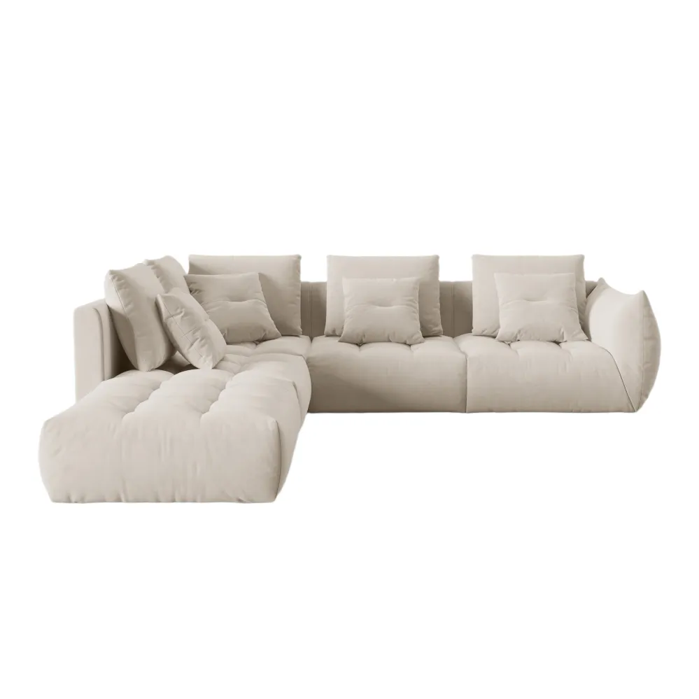 Modulares Samtsofa für 4 Personen, linksseitig BLOOM ecru