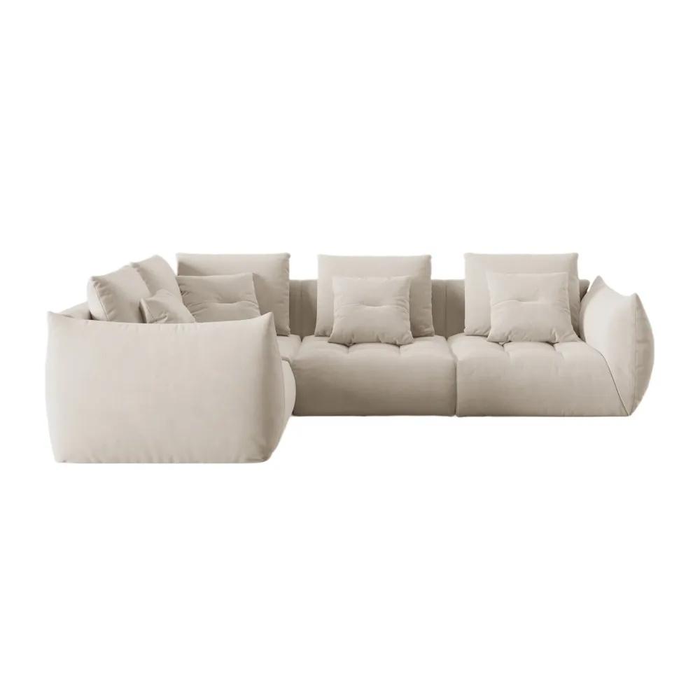Modulares Samtsofa für 3 Personen linksseitig BLOOM ecru
