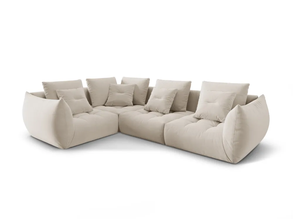 Modulares Samtsofa für 3 Personen linksseitig BLOOM ecru