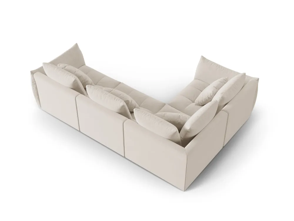 Modulares Samtsofa für 3 Personen linksseitig BLOOM ecru