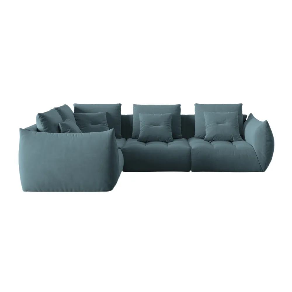 Modulares Samtsofa für 3 Personen linksseitig BLOOM hellblau