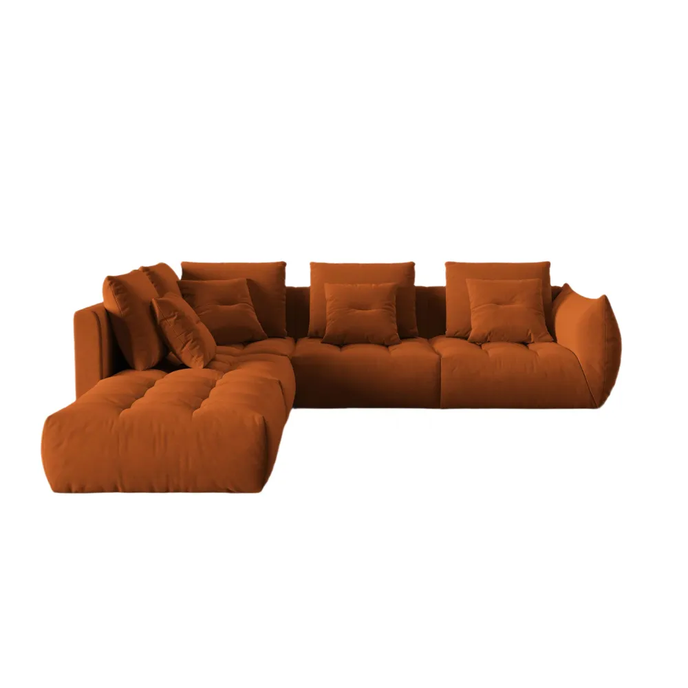 Modulares Samtsofa für 4 Personen, linksseitig, BLOOM terrakotta