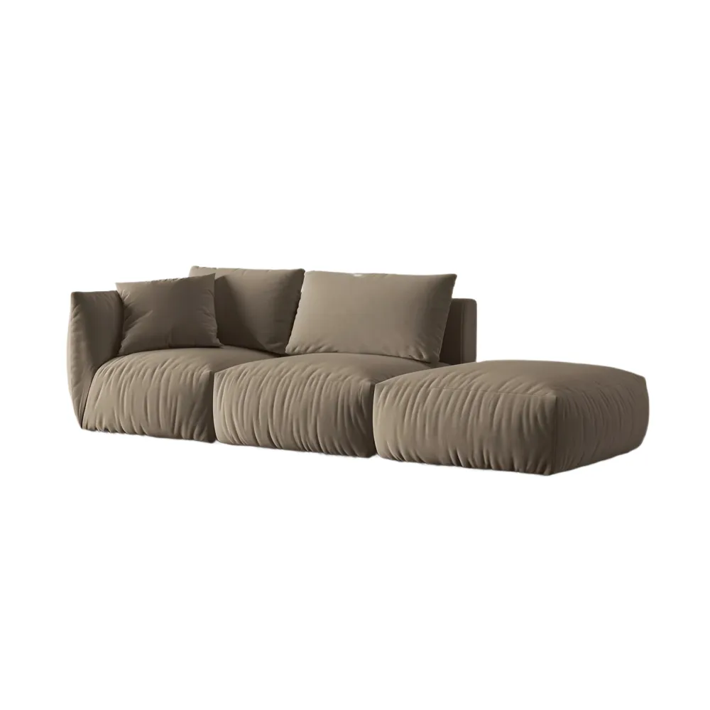 Modulares Samtsofa für 3 Personen, rechtsseitig CHRIS hellbraun