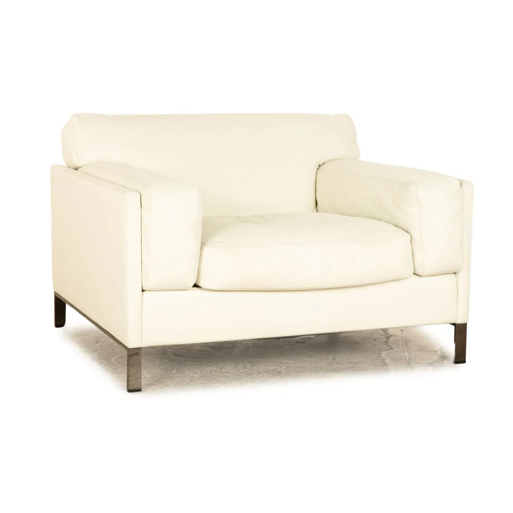 Poltrona Frau Leder Sessel Creme Weiß
