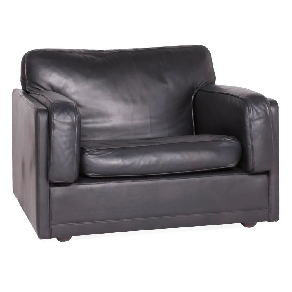 Poltrona Frau Socrates Designer Leder Sessel Schwarz Echtleder Stuhl #8641