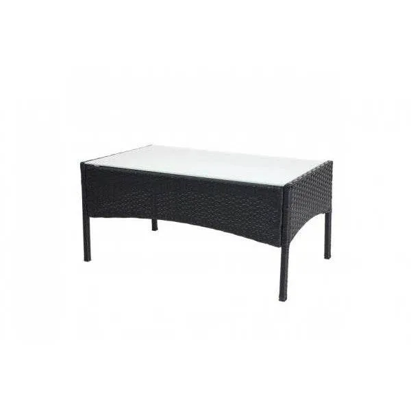 Poly-Rattan Gartentisch Halden, Beistelltisch Tisch mit Glasplatte ~ anthrazit