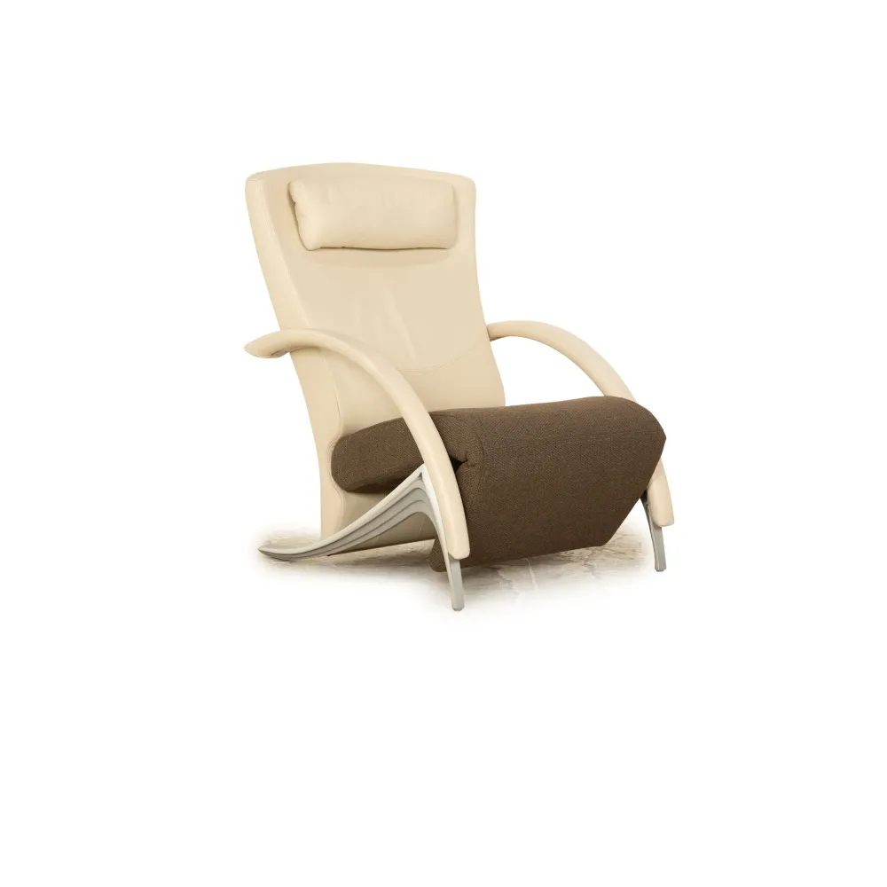 Rolf Benz 3100 Leder Sessel Beige manuelle Funktion Teilneubezug
