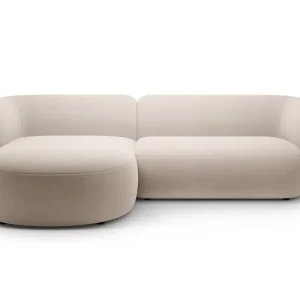 Samt-Ecksofa linksseitig 3-sitzig KATE beige