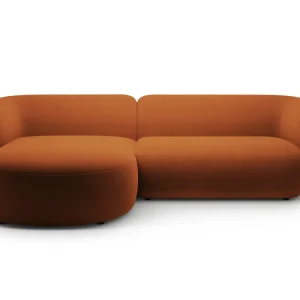 Samt-Ecksofa linksseitig 3-sitzig KATE terracotta